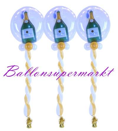 3 Deko-Luftballons Bubbles Champagner