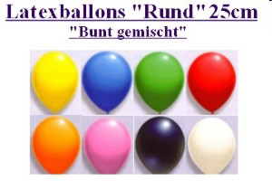 Ballons-Latexballons-25-cm in bunt gemischten Farben