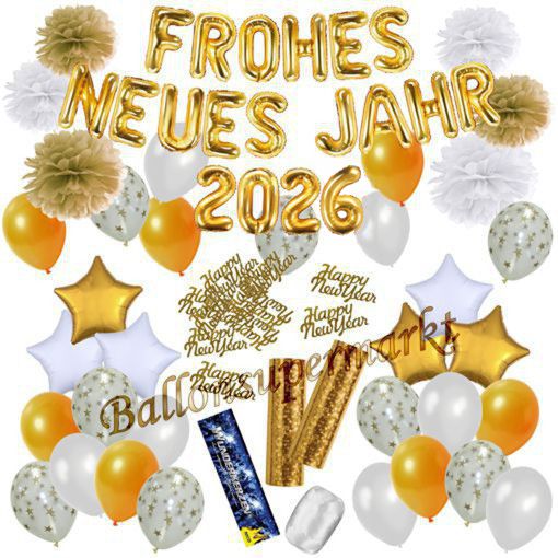 Zahlen-Luftballons Silvester Neujahr 2026