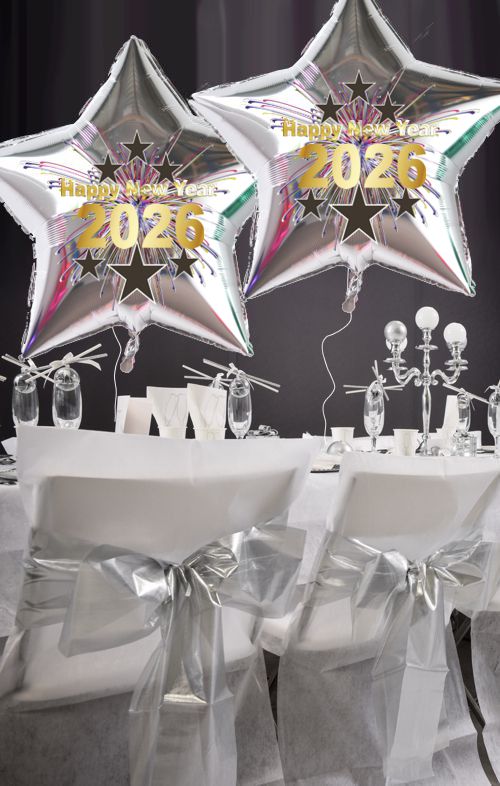 Silvester Dekoration mit Stertballons 2026