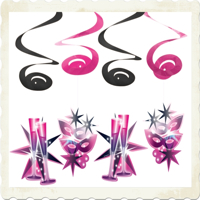 Silvesterdeko Swirls Sekt und Masken