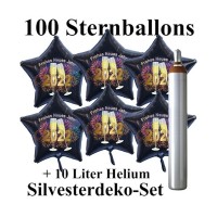 Ballons Helium Set Silvesterparty, 100 Sternballons mit der goldenen 2022
