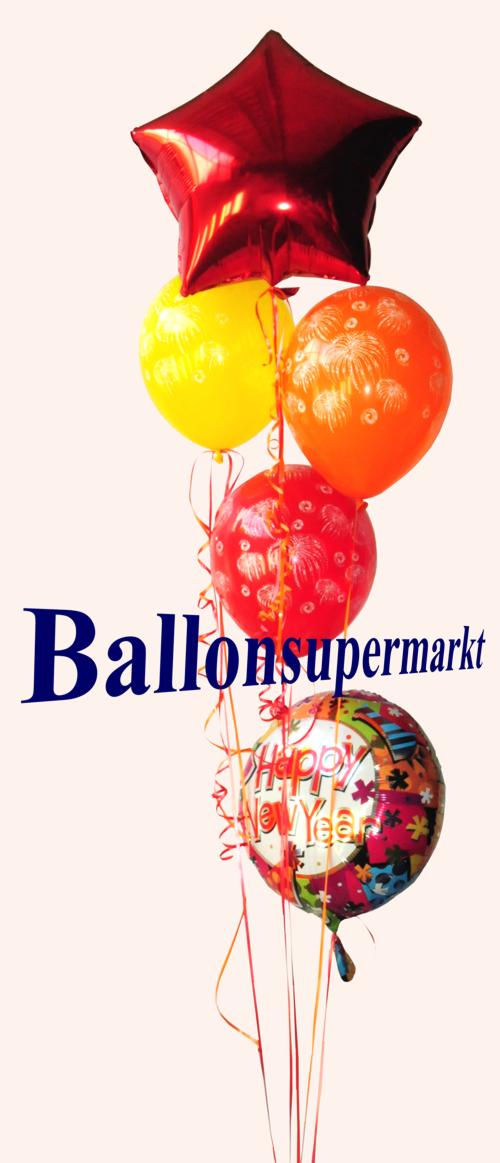 Ballon-Bukett Silvester, Partydekoration, Silvesterdekoration, Ballondekoration, Happy New Year Luftballons mit Helium