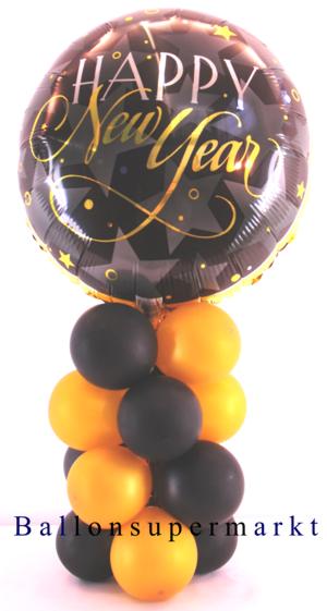 Happy New Year Silvester Luftballon aus Folie als Tischdekoration mit Mini-Luftballons