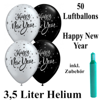 Silvesterdeko, Happy New Year Luftballons mit Helium