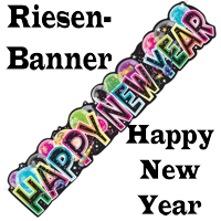 Riesenbanner Happy New Year, Silvesterdeko, Dekoration Silvesterparty