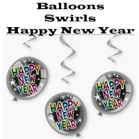 Silvesterdeko Swirls Balloons Happy New Year