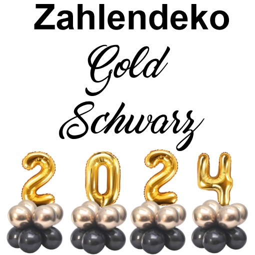 Ballondekoration Silvester Zahlen 2024